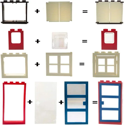 Vista 3 de Bloques de construcción de juguetes para ventanas y puertas Lego, 82 piezas, compatible con LEGO House para ventanas y puertas, bloques de regalo