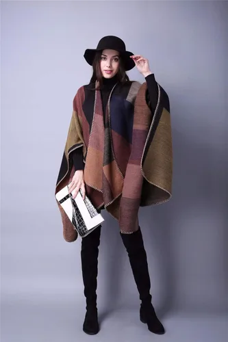 Vista 2 de Lacavocor - Chal abrigado para mujer, abrigo de invierno, poncho abierto adelante, suéter estilo cárdigan
