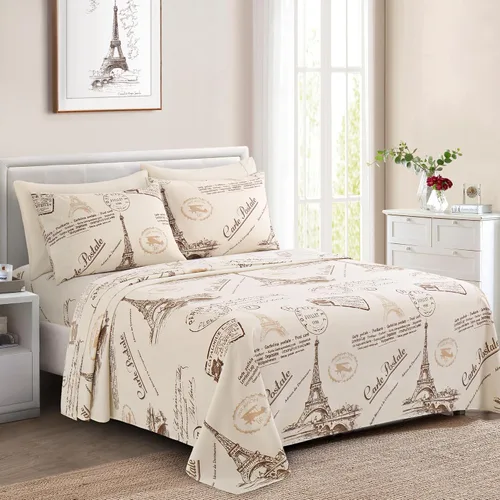 Vista 33 de Marina Decoration Ropa de cama ultra suave y sedosa con bolsillo profundo con estampado rico de rayón derivado de bambú para todas las estaciones