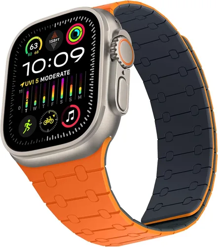 Vista 14 de Compatible con correa de Apple Watch de 49mm 46mm 45mm 44mm 42mm 41mm 40mm 38mm, correa de bucle magnético ajustable de silicona para iWatch Ultra