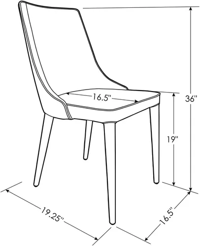Vista 2 de ZURI Jillian - Silla de comedor de cuero sintético gris con respaldo curvado