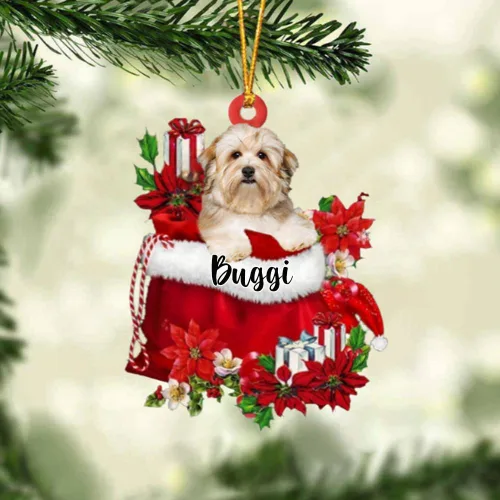 Vista 76 de Perro Akita Inu personalizado en bolsa de regalo, adorno de Navidad, nombre personalizado, regalo para amantes de los perros, familia, Navidad