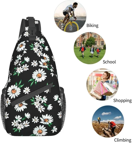 Vista 5 de Bolso bandolera para mujeres y hombres, mochila de viaje para senderismo, bolsa cruzada para el hombro, bolsa de pecho, casual, mochila deportiva
