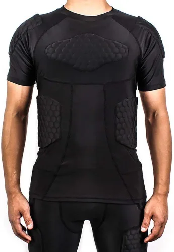 Vista 4 de TOUYR - Camiseta de compresión acolchada y pantalones para hombre, chaleco de entrenamiento sin mangas, camiseta y pantalón corto, costillas
