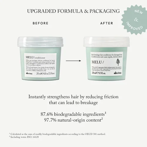 Vista 3 de Davines MELU/Conditioner, Anti-Breakage & Fortifying Formula for Long or Damaged Hair - Smooths Split Ends with Black Chickpea - Lightweight
