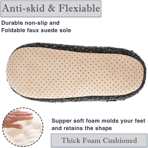 Vista 3 de Cozylook Paquete de 2 pantuflas de casa para hombre, suela suave, calcetines acogedores y mullidos con agarres antideslizantes, regalos únicos