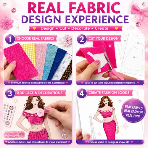 Vista 3 de AGENTLAN Kit de diseño de moda para niñas, libro de actividades de moda