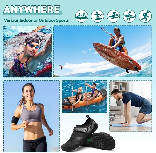 Vista 6 de SAGUARO Zapatos de agua para hombre y mujer, secado rápido, para natación, surf, playa, kayak, zapatos descalzos, puntera ancha
