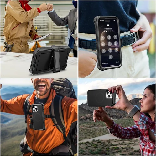 Vista 8 de TUTUKII Funda magnética para iPhone 15 Pro con funda de clip para cinturón