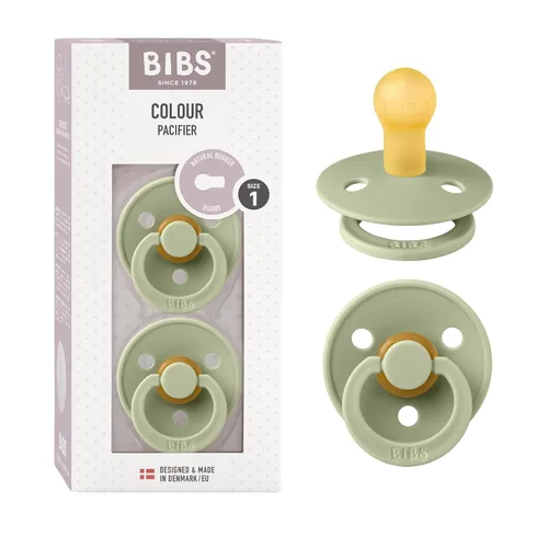 Vista 102 de BIBS - Paquete de 2 chupetes para bebés, goma natural libre de bisfenol A, hechos en Dinamarca, colección Colour, para bebés de 18+ meses, azul bebé