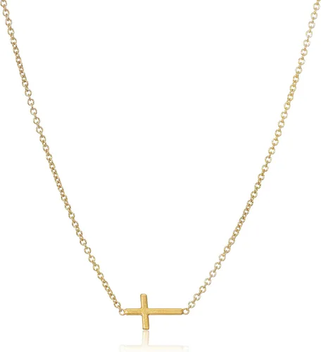 Vista 2 de Dogeared "Faith" 14k, collar con colgante en forma de cruz de plata