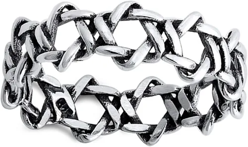 Vista 2 de Anillo de plata de ley 925, diseño de estrella de David