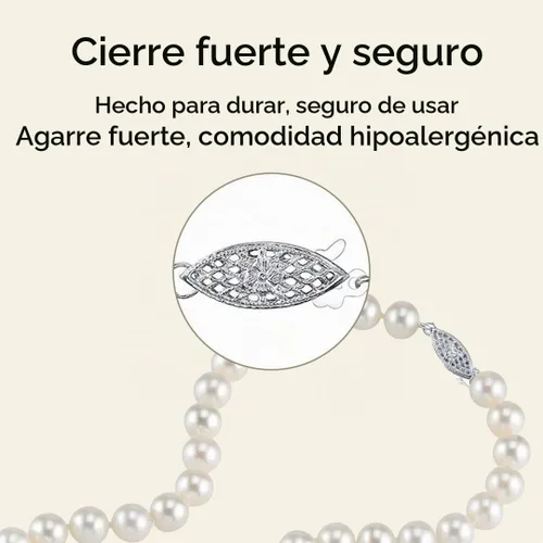 Vista 7 de Collar de perlas de agua dulce cultivadas y oro blanco de 14 K – Calidad AAAA, longitud princesa de 18 pulgadas