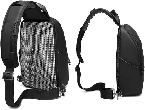 Vista 2 de Eurcool Bolsa de hombro para hombre, bolsa de mensajero pequeña, repelente al agua, bolsa cruzada para el pecho, para correr, senderismo, ciclismo