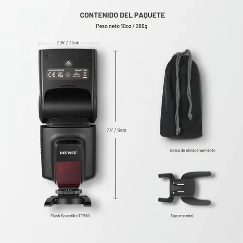 Vista 9 de NEEWER TT560 Flash de cámara Speedlite compatible con Canon Sony Nikon DSLR
