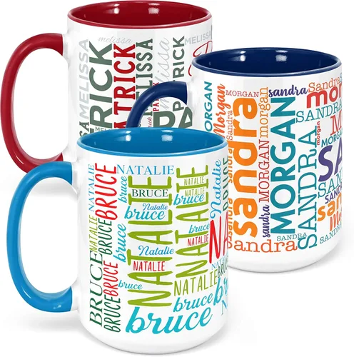 Vista 10 de Tazas de café personalizadas con arte de nube de palabras, 12 colores y 9 fuentes artísticas, 11 onzas. Regalos personalizados para parejas, hombres