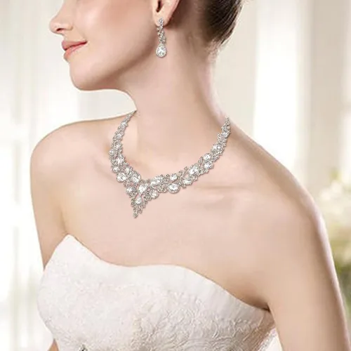 Vista 3 de BriLove - Juego de joyas de boda para mujer con cristales austriacos