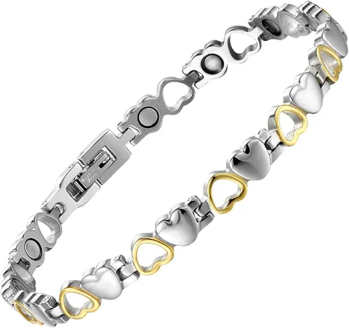 Vista 8 de BioMag Pulsera Magnética para Mujeres, Pulsera de Acero de Titanio Brazaletes para Alivio del Dolor Joyería de Cobre Puro Sólido Regalo