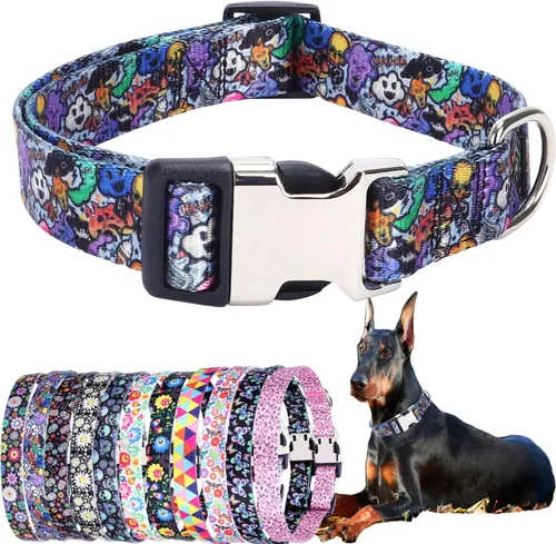 Vista 38 de Collares para perros pequeños, con patrón de impresión 3D, de nailon suave, ajustables, para perros pequeños, medianos, grandes, hembra, niño 1