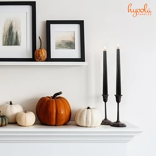 Vista 7 de Hyoola Paquete de 12 velas altas cónicas – Vela negra sin goteo de 10 pulgadas sin perfume – Cera de parafina con mechas de algodón – 8 horas