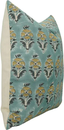 Vista 5 de Fundas de almohada hechas a mano con estampado de bloques de 14 x 14 pulgadas, tela de lona de pato, decoración para sofá, cama, interior, exterior