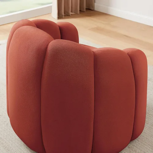 Vista 5 de Art Leon Silla decorativa moderna, sofá modular de tela sherpa, silla individual sin brazos con patas de madera para sala de estar y dormitorio