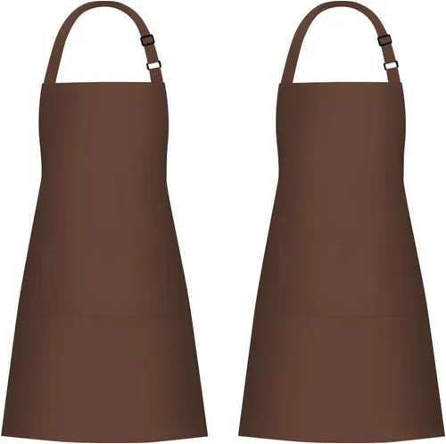 Vista 23 de Jubatus Paquete de 1 delantal con peto con 2 bolsillos, delantal de cocina de chef para mujeres y hombres, color negro
