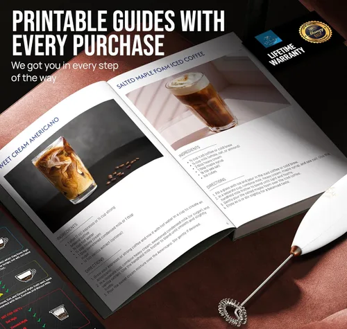 Vista 184 de Zulay Milk Boss Espumador de leche potente manual, hace espuma para latte, batidor para mezclar bebidas, café, miniespumador para capuchino, frappé