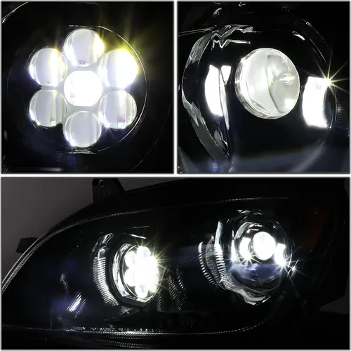 Vista 4 de DNA MOTORING HL-HAY-013-BK - Par de anillos de halo LED duales, señales de giro secuenciales, faros delanteros para proyector de haz alto/bajo, Negro