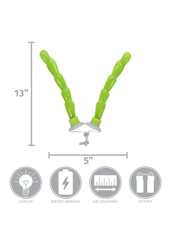 Vista 5 de Antenas de Insecto Verde con Luz LumenHorns para Disfraz Multicolor