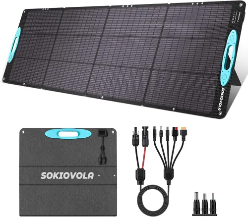 Vista 11 de Paneles solares portátiles de 50 W, cargador de panel solar plegable IP68 impermeable con puertos USB-A y USB-C, salida de 18 V CC para pequeña