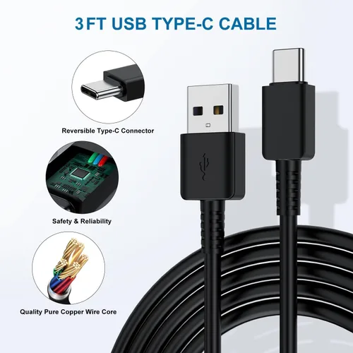 Vista 5 de Cargador tipo C de carga rápida, paquete de 2 bloques de carga USB C Android para teléfono y cable de carga de 3 pies, para Samsung Galaxy S8/S9/S10