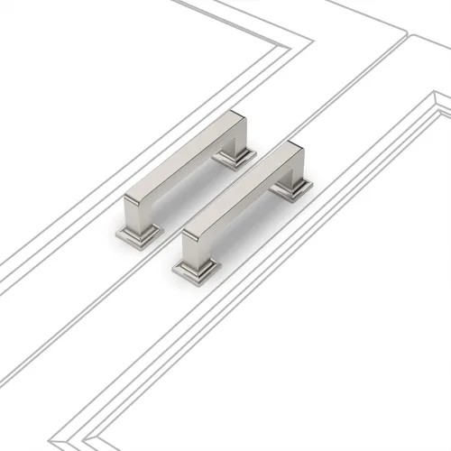 Vista 2 de Paquete de 10 manijas de gabinete de cocina de 3 pulgadas (2.992 in) de níquel satinado cepillado, tiradores de gabinete de cocina, tiradores