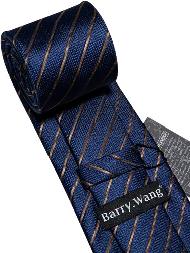 Vista 94 de Barry.Wang Juego de corbatas para hombre, corbata de seda a rayas, tejido a cuadros, gemelos formales, negocios, boda