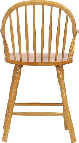 Vista 6 de Sunset Trading Selections Windsor Taburetes de bar con brazos de 24 pulgadas Taburetes de altura de mostrador con respaldos y reposabrazos, madera