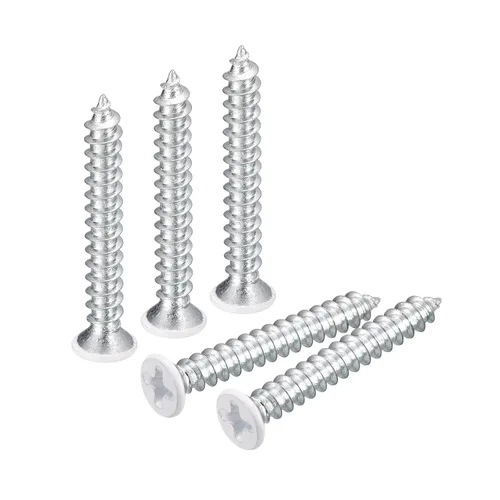 Vista 22 de uxcell Tornillos blancos ST2x4mm Tornillos autorroscantes, 100 tornillos Phillips de cabeza plana para madera para carpintería