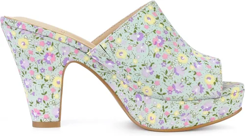 Vista 6 de Perphy Sandalias de plataforma con tacón grueso y floral para mujer
