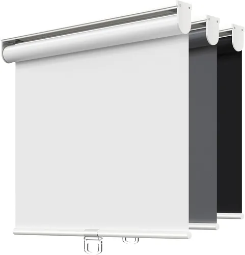 Vista 15 de Persianas enrollables opacas sin cordón para oscurecer la habitación, con sistema de resorte, protección UV, persianas de puerta, para hogar y Negro