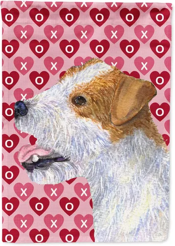 Vista 345 de Caroline's Treasures SS4484GF Bandera de jardín con diseño de bulldog inglés y corazones para el Día de San Valentín, bandera decorativa para patio