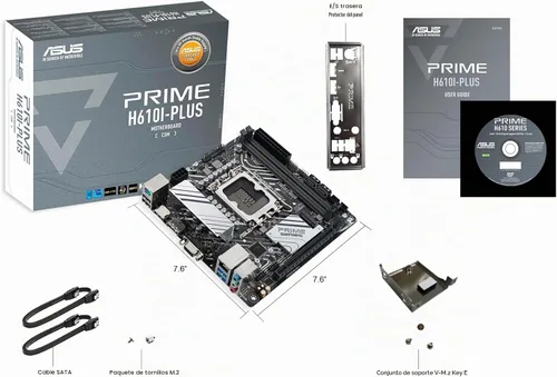 Vista 7 de ASUS Prime H610I-PLUS-CSM Placa base Intel H610 (LGA 1700) Mini-ITX con DDR5 5600, PCIe 4.0, ranura M.2, Intel 1 Gb Ethernet, DisplayPort, HDMI