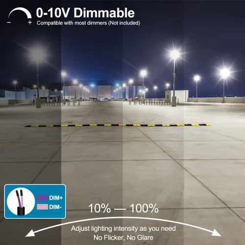 Vista 7 de Luz LED de estacionamiento de 150 W con fotocélula, luces LED regulables para exteriores con ajuste deslizante y soporte de brazo en 1, 22500LM