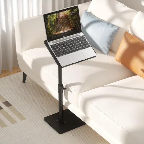 Vista 4 de YUHFERA Mesa auxiliar con bandeja para sofá - Giratoria 360°, altura ajustable, para espacios pequeños, mesa lateral para aperitivos para cama