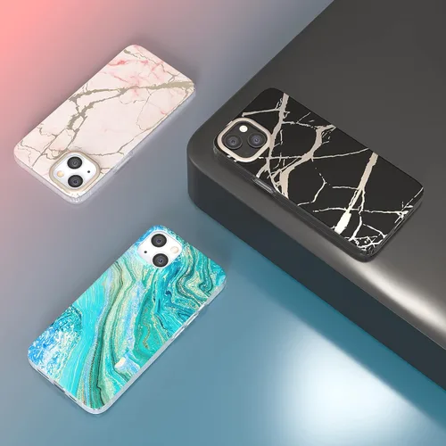 Vista 6 de MATEPROX Funda compatible con iPhone 13, diseño de mármol, delgada y elegante funda geométrica para iPhone 13 de 6.1 pulgadas 2021 (rosa mármol)