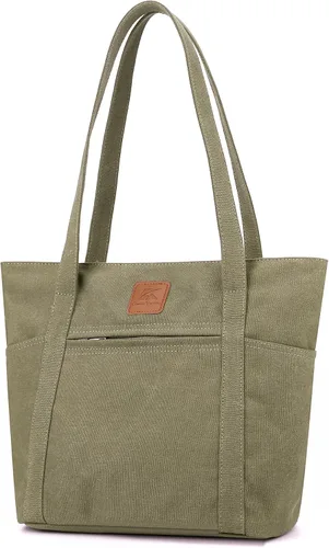 Vista 16 de Bolsos de hombro para mujer, bolsa de lona resistente para trabajo, bolsa de cubo retro Beige
