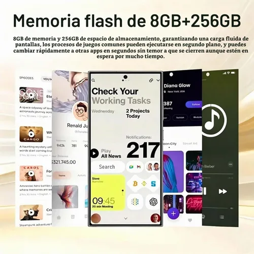 Vista 2 de C24 Ultra desbloqueado teléfono, 256GB+8GB Smartphone herramienta pluma Gris