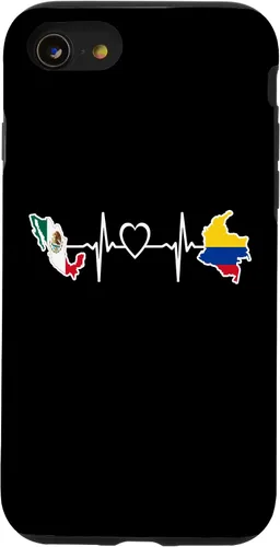 Vista 18 de iPhone 16 Bandera de Colombia Mexicana - Funda de latidos del corazón de Colombia Mexicana