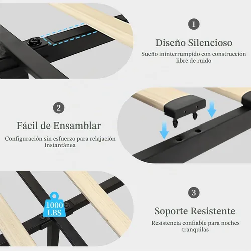 Vista 8 de SIBEDS Base de cama completa con LED y 2 cajones, marco de cama de plataforma de metal resistente de tamaño completo con cabecera ajustable