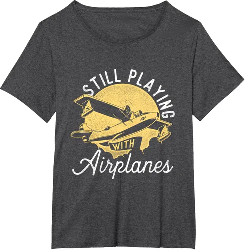 Vista 26 de Still Playing With Airplanes - Camiseta de control remoto RC Avión Piloto, Negro