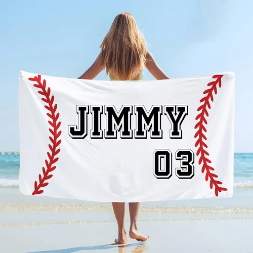 Vista 9 de Toalla de playa de fútbol personalizada para hombres, mujeres y niños, toallas de piscina de fútbol de 30 x 60 pulgadas, 33 x 52 pulgadas, toalla