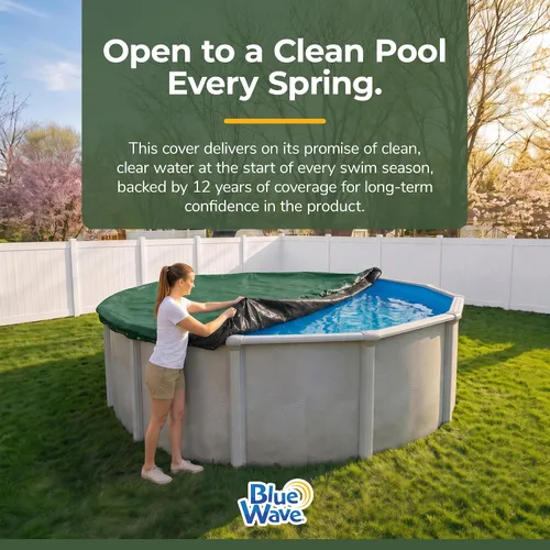 Vista 7 de Blue Wave BWC800 Gold - Cubierta rectangular de invierno para piscinas a ras de suelo, 24 x 40 pies, verde bosque Solid polyethylene, heat-sealed